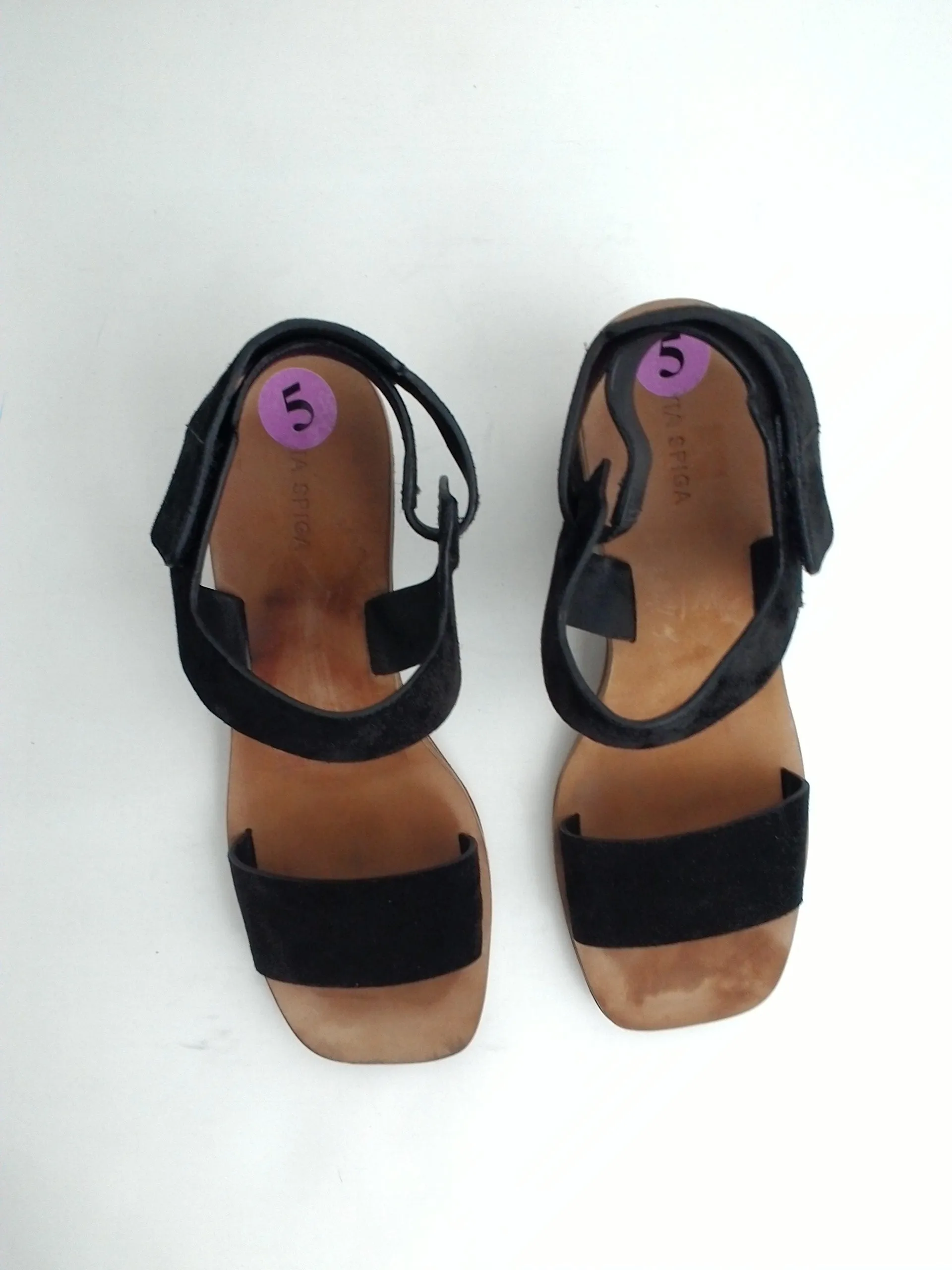 Via Spiga Women's Kamille Black Suede Block Heel Sandal Size 5 M